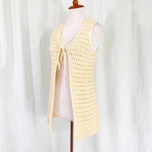 Vintage 70s Boho Cream Crochet Vest XS/S